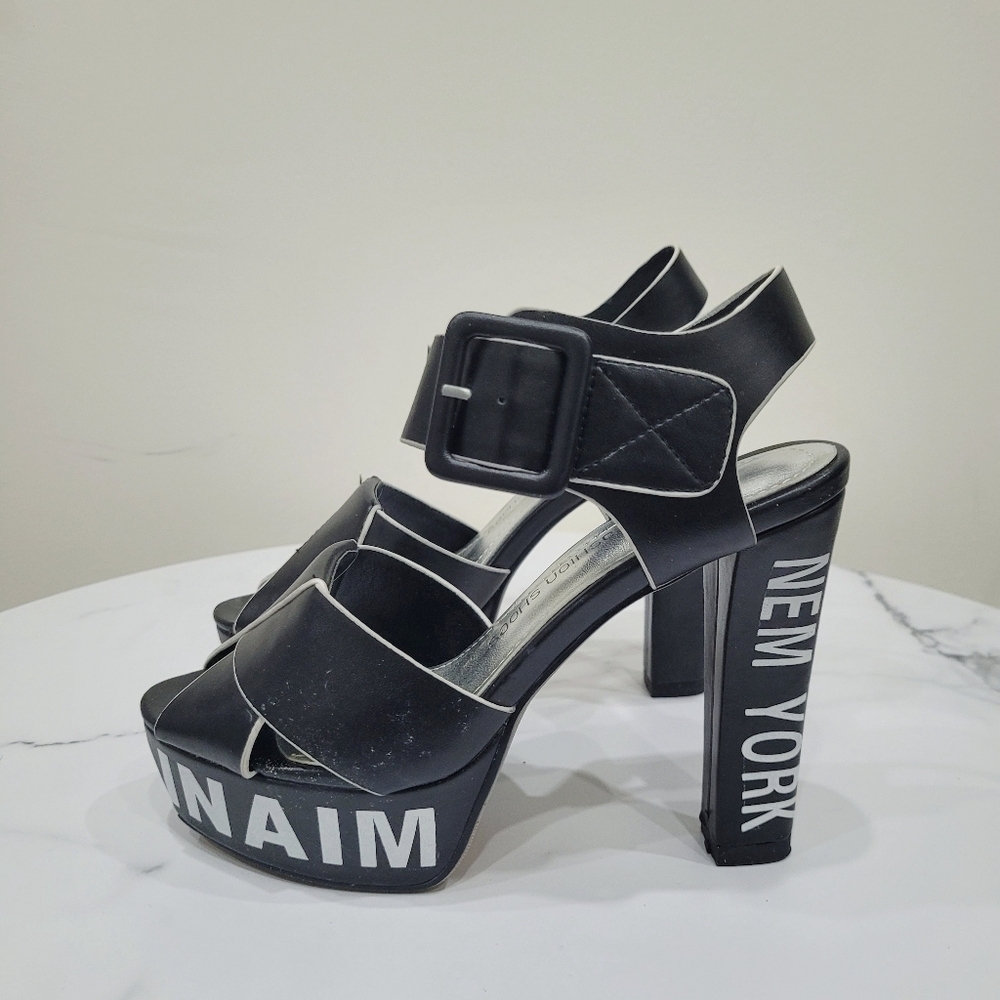 Vintage 90s Black & White Funky Style Heels Shoes US 6.5